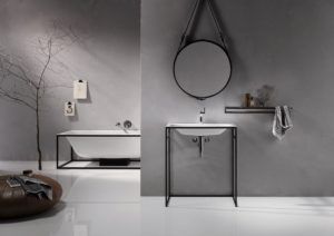 Industrialne wyposażenie łazienki w salonie Bellamica
